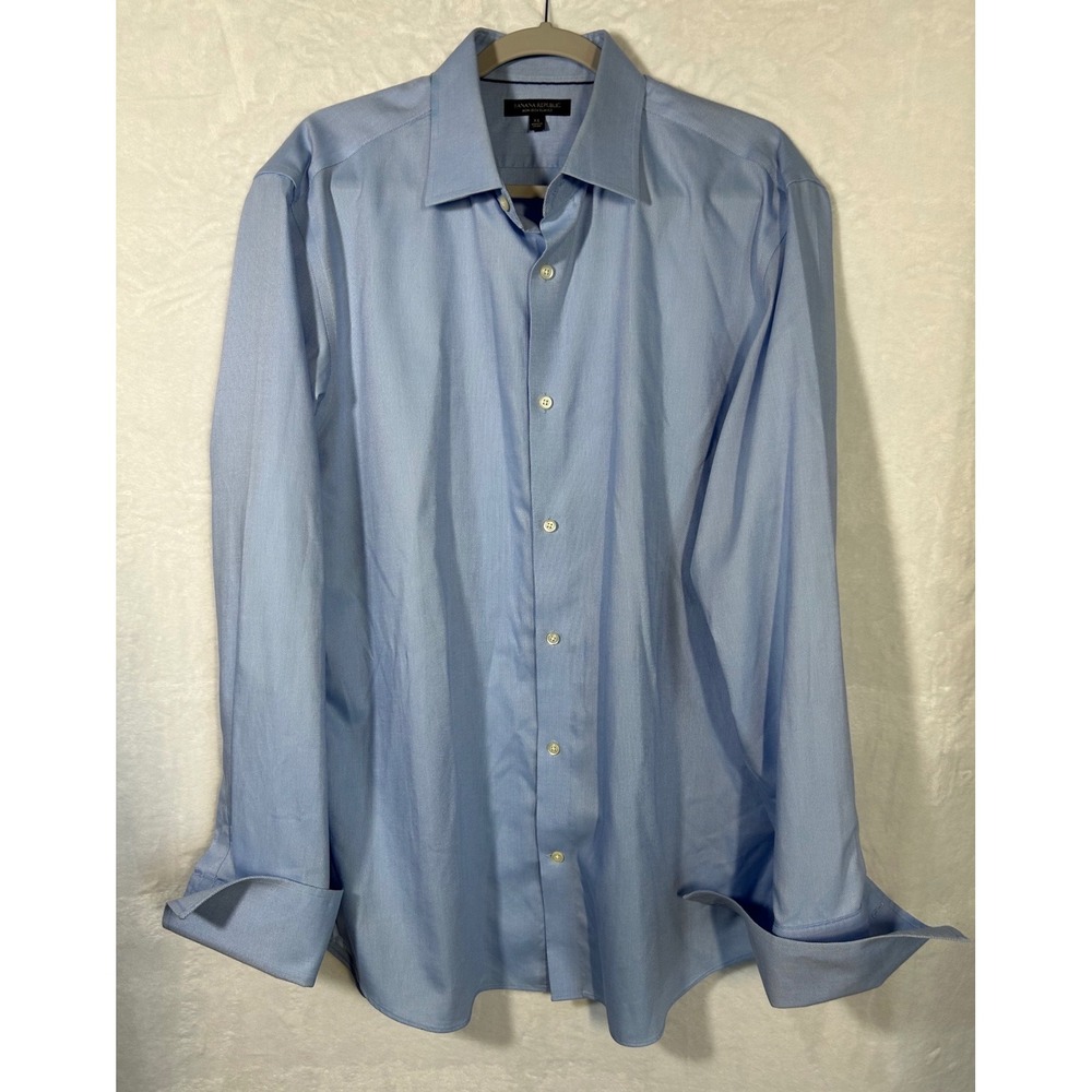 Banana Republic Royal Oxford Slim Fit No Iron Shirt Mens XL Blue French Cuff